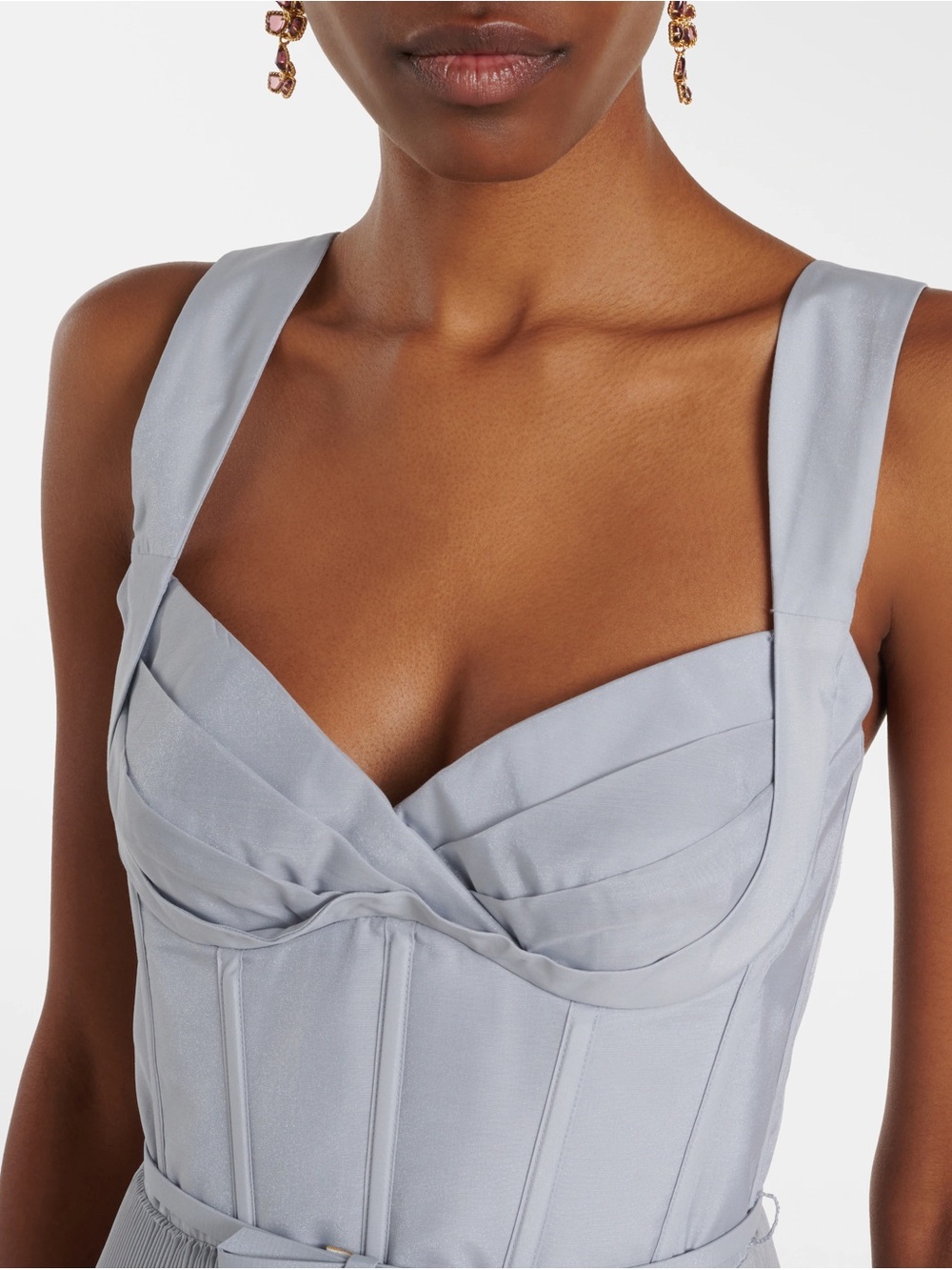 Zimmermann Pleated Draped Mini Dress in steel blue - Picture 2 of 11